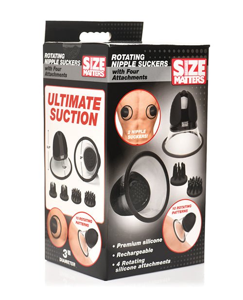 Size Matters 10X Rotating Silicone Nipple Suckers w/ 4 Attachments - Black | Shop Lowest Prices at fonlove.shop