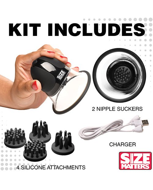 Size Matters 10X Rotating Silicone Nipple Suckers w/ 4 Attachments - Black | Shop Lowest Prices at fonlove.shop
