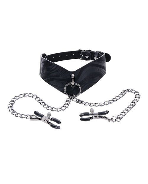 Sportsheets Velvet Noir Collar & Removable Clamps - Black | Shop Lowest Prices at fonlove.shop