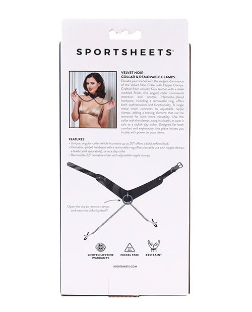 Sportsheets Velvet Noir Collar & Removable Clamps - Black | Shop Lowest Prices at fonlove.shop