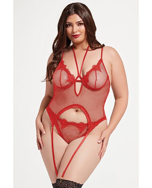 Stretch Mesh and Lace Cami w/Thong 2 pc Set - Red QN | Shop Lowest Prices at fonlove.shop