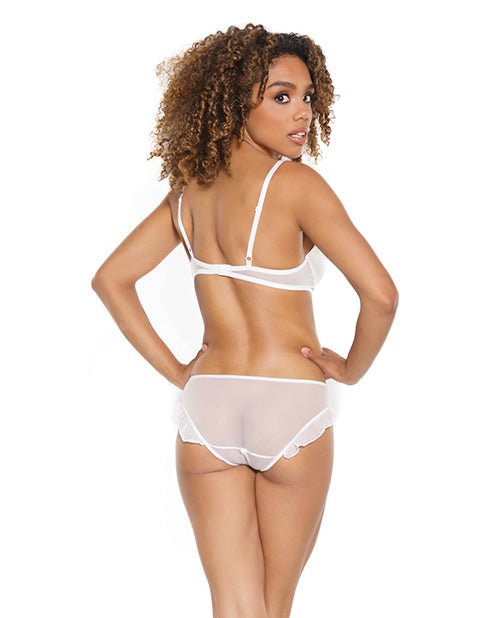Stretch Mesh Ruffled Crotchless Teddy White LG | Shop Lowest Prices at fonlove.shop