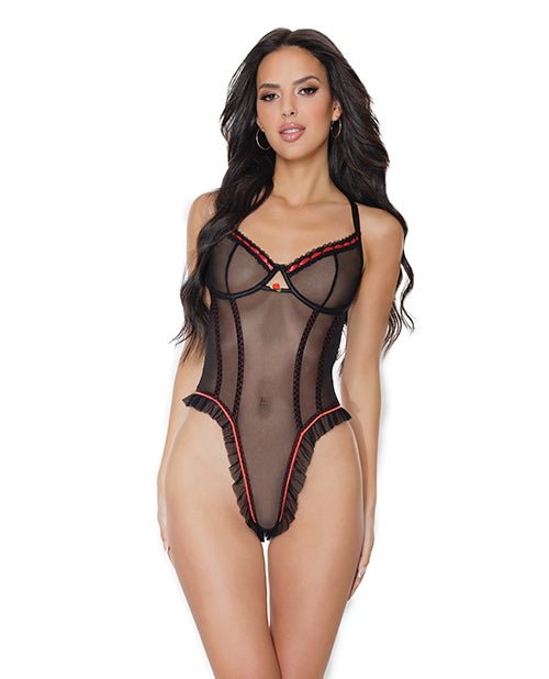 Stretch Mesh Underwire Teddy With Ribbon Detail | Shop Lowest Prices at fonlove.shop