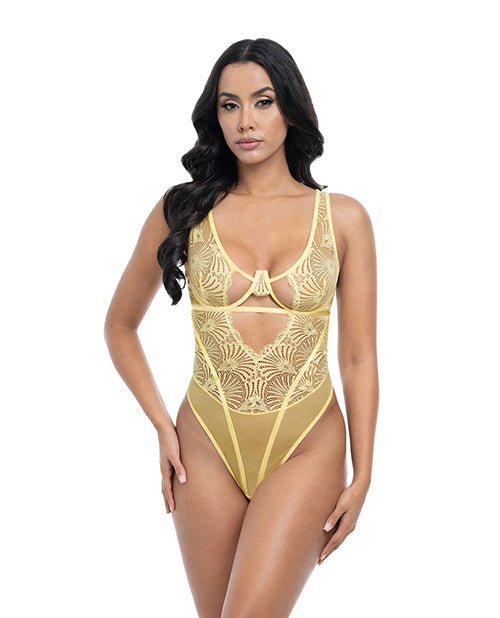 Tiana Scallop Lace & Mesh Underwire Teddy - Pale Banana S/M | Shop Lowest Prices at fonlove.shop