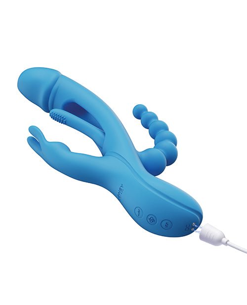 Trilux Kinky Finger Rabbit Vibrator w/ Anal Beads - Blue | Shop Lowest Prices at fonlove.shop