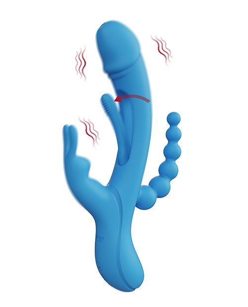 Trilux Kinky Finger Rabbit Vibrator w/ Anal Beads - Blue | Shop Lowest Prices at fonlove.shop