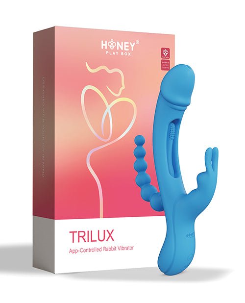 Trilux Kinky Finger Rabbit Vibrator w/ Anal Beads - Blue | Shop Lowest Prices at fonlove.shop