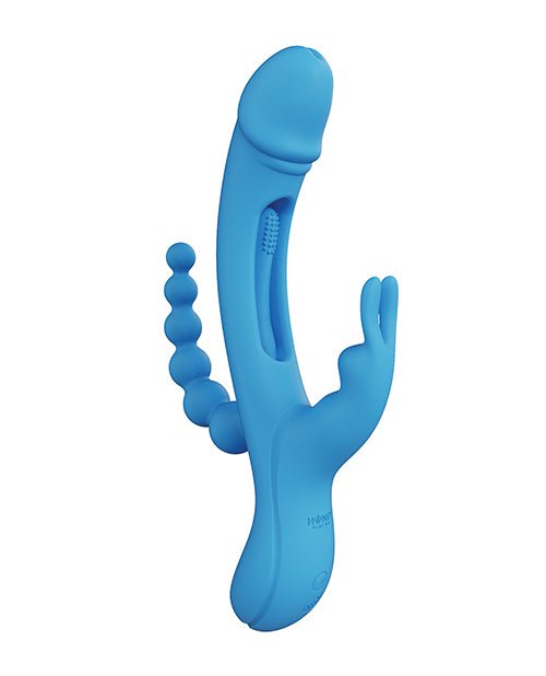 Trilux Kinky Finger Rabbit Vibrator w/ Anal Beads - Blue | Shop Lowest Prices at fonlove.shop
