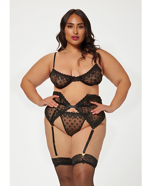Valentines Heart Embroidered Mesh Bra, Waspie & Panty Black | Shop Lowest Prices at fonlove.shop