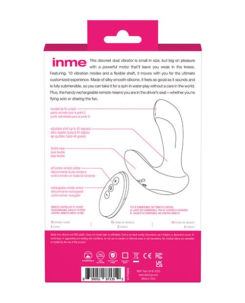 VeDO Inme Rechargeable Dual Vibe w/Remote Control - Pink | Shop Lowest Prices at fonlove.shop