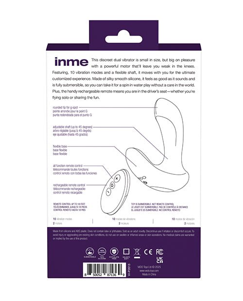 VeDO Inme Rechargeable Dual Vibe w/Remote Control - Purple | Shop Lowest Prices at fonlove.shop