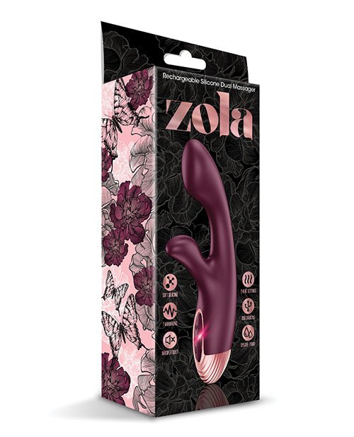 Zola Rechargeable Silicone Dual Massager - Burgundy/Rose Gold | Shop Lowest Prices at fonlove.shop