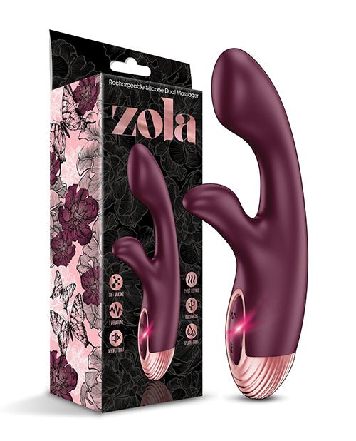 Zola Rechargeable Silicone Dual Massager - Burgundy/Rose Gold | Shop Lowest Prices at fonlove.shop
