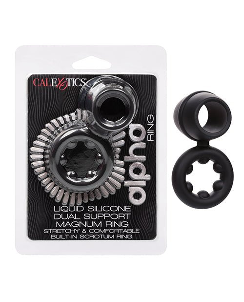 Alpha Liquid Silicone Dual Magnum Ring - Black | Shop Lowest Prices at fonlove.shop