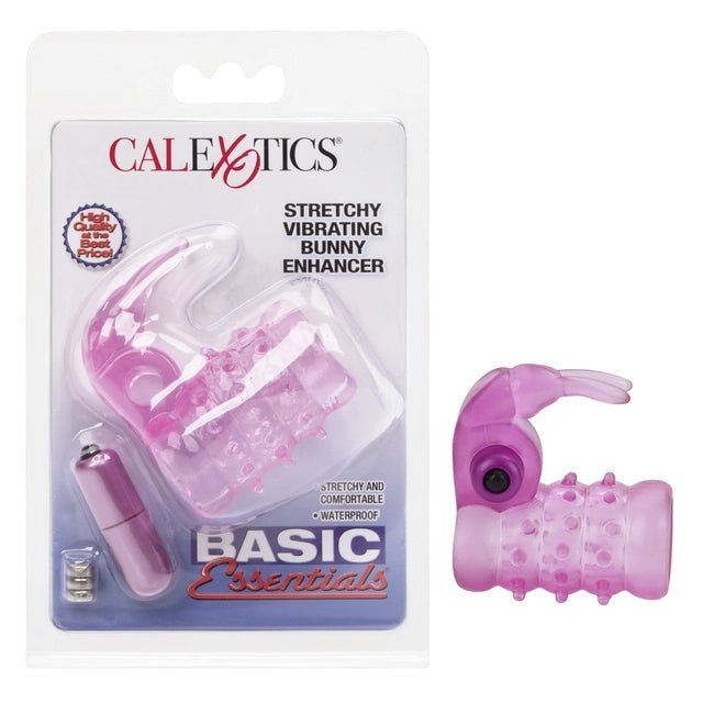 Basic Essentials Stretchy Vibrating Bunny Enhancer - Pink | Shop Lowest Prices at fonlove.shop