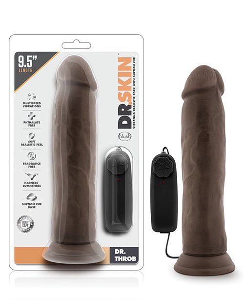 Blush Dr. Skin Dr. Throb 9.5" Cock W/suction Cup - Chocolate | Shop Lowest Prices at fonlove.shop
