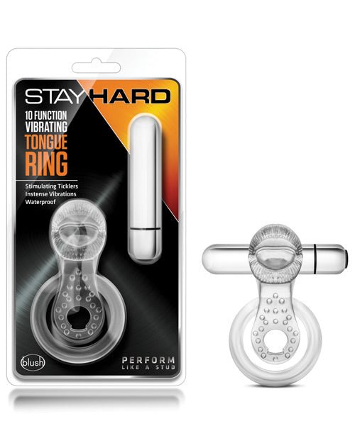 Blush Stay Hard Vibrating Tounge Ring - 10 Function Clear | Shop Lowest Prices at fonlove.shop