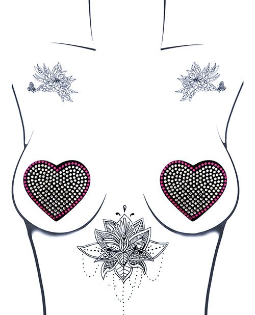 Burlesque Heart N' Soul Crystal Heart Nipztix - Pink/clear O/s | Shop Lowest Prices at fonlove.shop
