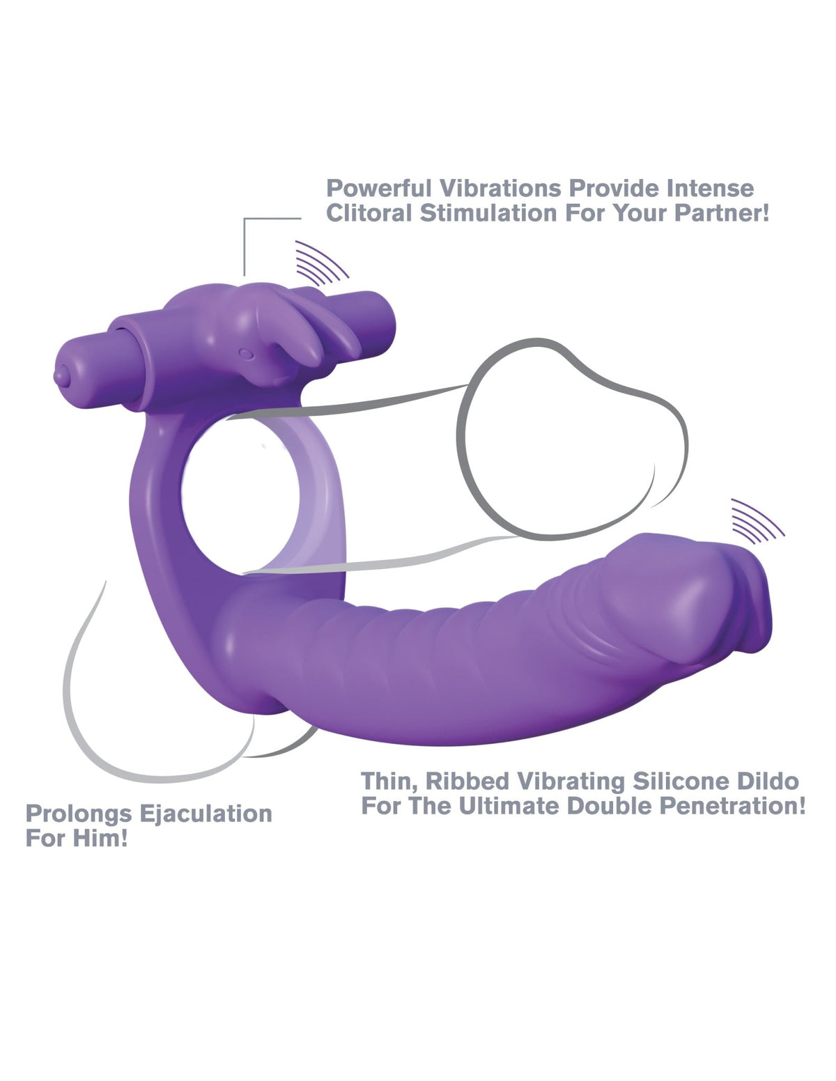 Fantasy C - ringz Silicone Double Pene Rabbit - Purple | Shop Lowest Prices at fonlove.shop
