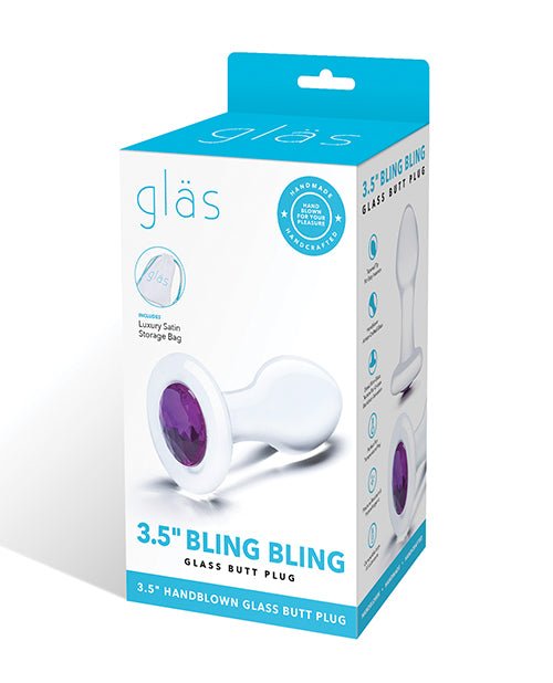 Glas 3.5" Bling Bling Glass Butt Plug - Clear | Shop Lowest Prices at fonlove.shop