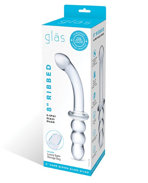 Glas 8" Ribbed G - spot Glass Dildo | Shop Lowest Prices at fonlove.shop
