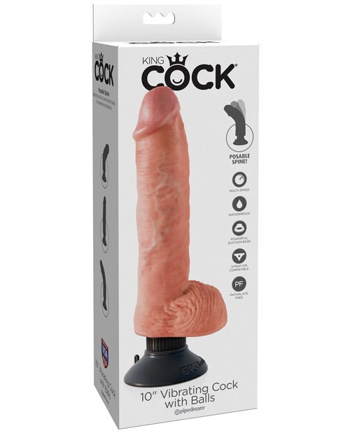 King Cock 10" Vibrating Cock w/ Balls | Shop Lowest Prices at fonlove.shop