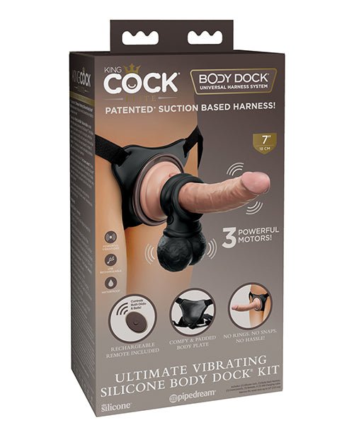 King Cock Elite Ultimate Vibrating Silicone Body Dock Kit with Remote | Shop Lowest Prices at fonlove.shop