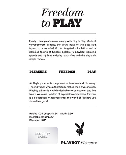 Playboy Pleasure Plug & Play Butt Plug | Shop Lowest Prices at fonlove.shop