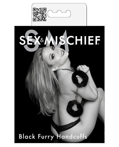 Sex & Mischief Furry Handcuffs - Black | Shop Lowest Prices at fonlove.shop