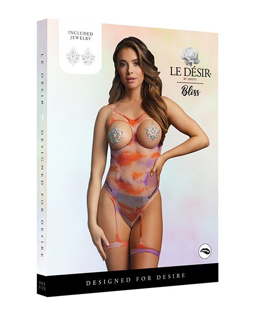 Shots Bliss Open Cup Strappy Teddy W/jewelry Pasties Multi O/s | Shop Lowest Prices at fonlove.shop