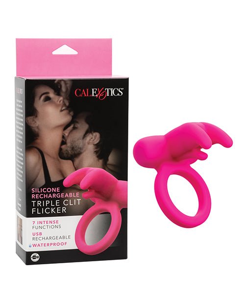 Silicone Rechargeable Triple Clit Flicker - Pink | Shop Lowest Prices at fonlove.shop