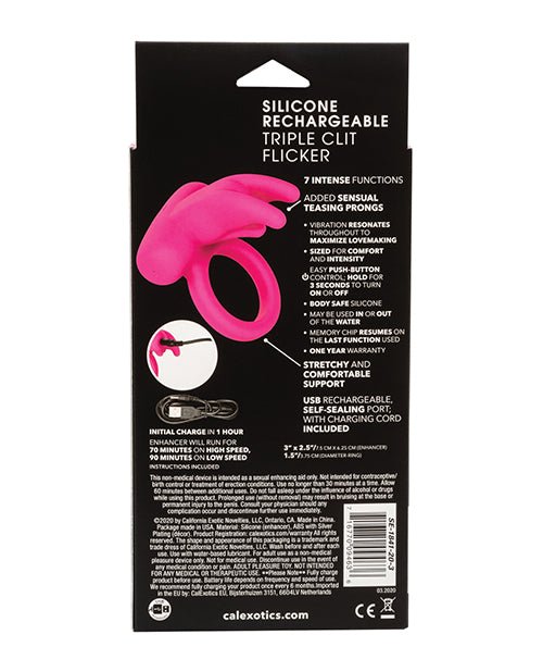Silicone Rechargeable Triple Clit Flicker - Pink | Shop Lowest Prices at fonlove.shop