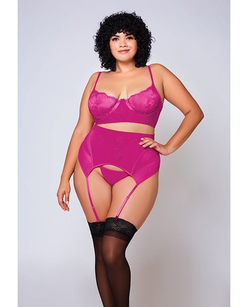 Soft Lace Bra, High Waist Satin & Mesh Garterbelt & G - string | Shop Lowest Prices at fonlove.shop