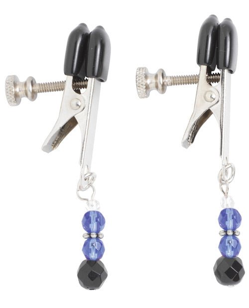 Spartacus Adjustable Broad Tip Blue Beaded Nipple Clamps | Shop Lowest Prices at fonlove.shop