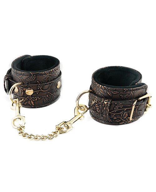 Spartacus Faux Fur Lining Wrist Restraints - Brown Floral Print | Shop Lowest Prices at fonlove.shop