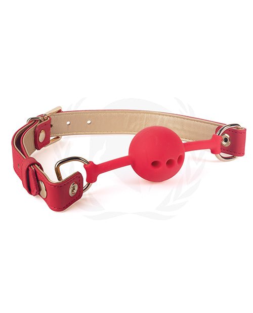 Spartacus Silicone Ball Gag W/red Gold Pu Straps - 46 Mm Red | Shop Lowest Prices at fonlove.shop