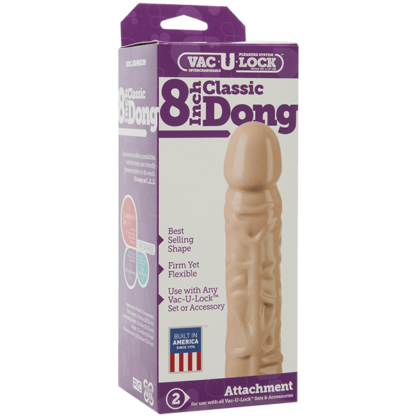 Vac - u - lock 8" Classic Dong - White | Shop Lowest Prices at fonlove.shop